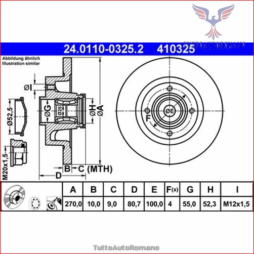 410325 kit coppia dischi freno ate posteriore per renault scenic megane <h3><u><b>il prodotto e' compatibile con i seguenti veicoli:</b></u><br><br>renault scenic ii (jm0/1_) 1.4 (jm0b, jm0h, jm1a) mpv / space wagon [2003-06 > 2008-11] cc:1390 kw:72 hp:98<br>renault scenic ii (jm0/1_) 1.6 mpv / space wagon [2006-06 > 2008-11] cc:1598 kw:77 hp:105<br>renault scenic ii (jm0/1_) 1.6 16v (jm1r) mpv / space wagon [2005-10 > 2008-11] cc:1598 kw:82 hp:112<br>renault scenic ii (jm0/1_) 1.6 (jm0c, jm0j, jm1b) mpv / space wagon [2003-06 > 2006-10] cc:1598 kw:83 hp:113<br>renault scenic ii (jm0/1_) 1.6 bifuel mpv / space wagon [2003-08 > 2006-05] cc:1598 kw:83 hp:113<br>renault scenic ii (jm0/1_) 2.0 (jm05, jm0u, jm1n, jm1u, jm2v) mpv / space wagon [2003-06 > 2009-06] cc:1998 kw:99 hp:135<br>renault scenic ii (jm0/1_) 2.0 16v turbo (jm0w) mpv / space wagon [2004-05 > 2008-11] cc:1998 kw:120 hp:163<br>renault scenic ii (jm0/1_) 1.5 dci (jm0f) mpv / space wagon [2003-06 > 2006-05] cc:1461 kw:60 hp:82<br>renault scenic ii (jm0/1_) 1.5 dci (jm1f) mpv / space wagon [2005-05 > 2008-11] cc:1461 kw:63 hp:86<br>renault scenic ii (jm0/1_) 1.5 dci (jm02, jm13) mpv / space wagon [2003-11 > 2005-08] cc:1461 kw:74 hp:101<br>renault scenic ii (jm0/1_) 1.5 dci (jm16) mpv / space wagon [2007-01 > 2008-11] cc:1461 kw:76 hp:103<br>renault scenic ii (jm0/1_) 1.5 dci (jm1e, jm16) mpv / space wagon [2005-05 > 2008-11] cc:1461 kw:78 hp:106<br>renault scenic ii (jm0/1_) 1.9 dci (jm15) mpv / space wagon [2005-05 > 2008-11] cc:1870 kw:81 hp:110<br>renault scenic ii (jm0/1_) 1.9 d mpv / space wagon [2006-06 > 2008-11] cc:1870 kw:85 hp:116<br>renault scenic ii (jm0/1_) 1.9 dci (jm0g, jm12, jm1g, jm2c) mpv / space wagon [2003-06 > 2006-05] cc:1870 kw:88 hp:120<br>renault scenic ii (jm0/1_) 1.9 dci mpv / space wagon [2003-06 > 2008-11] cc:1870 kw:92 hp:125<br>renault scenic ii (jm0/1_) 1.9 dci (jm14) mpv / space wagon [2005-05 > 2008-11] cc:1870 kw:96 hp:131<br>renault megane ii station wagon (km0/1_) 1.4 station wagon [2003-08 > 2009-07] cc:1390 kw:72 hp:98<br>renault megane ii station wagon (km0/1_) 1.6 16v station wagon [2005-05 > 2009-07] cc:1598 kw:75 hp:102<br>renault megane ii station wagon (km0/1_) 1.6 16v station wagon [2005-05 > 2009-07] cc:1598 kw:77 hp:105<br>renault megane ii station wagon (km0/1_) 1.6 16v hi-flex station wagon [2008-02 > 2009-07] cc:1598 kw:77 hp:105<br>renault megane ii station wagon (km0/1_) 1.6 16v station wagon [2006-01 > 2009-08] cc:1598 kw:82 hp:112<br>renault megane ii station wagon (km0/1_) 1.6 lpg 16v station wagon [2006-01 > 2009-08] cc:1598 kw:82 hp:112<br>renault megane ii station wagon (km0/1_) 1.6 station wagon [2003-08 > 2009-07] cc:1598 kw:83 hp:113<br>renault megane ii station wagon (km0/1_) 2.0 station wagon [2003-08 > 2009-07] cc:1998 kw:99 hp:135<br>renault megane ii station wagon (km0/1_) 1.5 dci (km0f, km0t, km2b) station wagon [2003-08 > 2006-05] cc:1461 kw:60 hp:82<br>renault megane ii station wagon (km0/1_) 1.5 dci (km1f) station wagon [2005-05 > 2009-07] cc:1461 kw:63 hp:86<br>renault megane ii station wagon (km0/1_) 1.5 dci (km02, km13) station wagon [2004-02 > 2006-03] cc:1461 kw:74 hp:101<br>renault megane ii station wagon (km0/1_) 1.5 dci (km16) station wagon [2007-01 > 2009-07] cc:1461 kw:76 hp:103<br>renault megane ii station wagon (km0/1_) 1.5 dci (km16, km1e) station wagon [2005-05 > 2008-06] cc:1461 kw:78 hp:106<br>renault megane ii station wagon (km0/1_) 1.9 dci station wagon [2004-04 > 2005-12] cc:1870 kw:66 hp:90<br>renault megane ii station wagon (km0/1_) 1.9 dci station wagon [2004-03 > 2007-02] cc:1870 kw:68 hp:92<br>renault megane ii station wagon (km0/1_) 1.9 dci station wagon [2005-05 > 2009-07] cc:1870 kw:81 hp:110<br>renault megane ii station wagon (km0/1_) 1.9 dci station wagon [2005-05 > 2009-07] cc:1870 kw:85 hp:115<br>renault megane ii station wagon (km0/1_) 1.9 dci (kmrg, km1g, km0g, km2c) station wagon [2003-08 > 2009-07] cc:1870 kw:88 hp:120<br>renault megane ii station wagon (km0/1_) 1.9 dci station wagon [2005-05 > 2009-07] cc:1870 kw:96 hp:131<br>renault megane ii cassone / furgonato / promiscuo (km_) 1.5 dci (km0f) cassone / furgonato / promiscuo [2003-08 > 2009-07] cc:1461 kw:60 hp:82<br>renault megane ii cassone / furgonato / promiscuo (km_) 1.5 dci (km1f) cassone / furgonato / promiscuo [2005-05 > 2009-07] cc:1461 kw:63 hp:86<br>renault megane ii cassone / furgonato / promiscuo (km_) 1.5 dci (km02) cassone / furgonato / promiscuo [2003-08 > 2009-07] cc:1461 kw:74 hp:101<br>renault megane ii cassone / furgonato / promiscuo (km_) 1.5 dci (km1e) cassone / furgonato / promiscuo [2003-08 > 2009-07] cc:1461 kw:78 hp:106<br></h3>