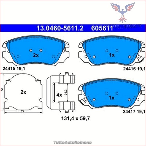 BLUE PRINT ADV1848600 Kit accessori, pastiglia freno